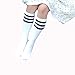 Child Baby Girls Boys Solid Color Striped Sport Knee High Socks 2-5 Pairs for 3-8 years (2 pairs black and white)