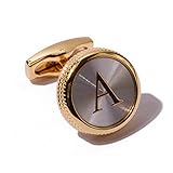 HJ Men's 2PCS Fashion Dazzle Tuxedo Shirts Platinum Plated Cufflinks Initial Letter 2 Color A-Z