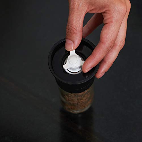 AllSpice Adjustable Black Spice Grinder with 4oz Glass Jar - Thumbnail 2