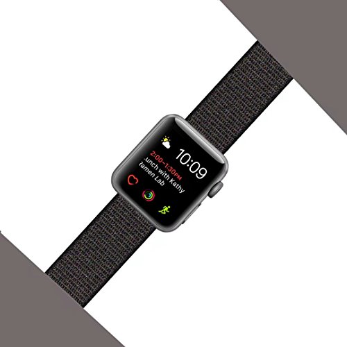 Yunsea For Apple Watch Band, New Nylon Sport Loop, with Hook and Loop Fastener, Adjustable Closure Wrist Strap, Replacement Band for iwatch, 38mm, Black (Pinkish Weave Color in) - Thumbnail 3