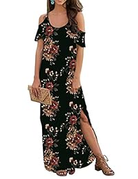 Maxi vestido de dama con hombros descubiertos, casual, de playa, de manga corta, sin tirantes, largo vestido de verano con bolsillos