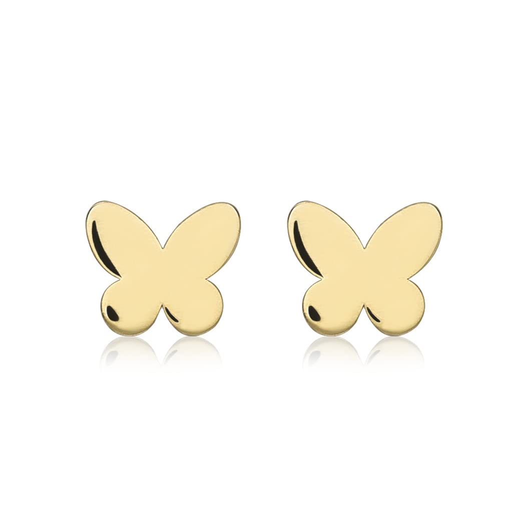 CARISSIMA Women 9 ct (375) Yellow Gold 5.8 x 5 mm Butterfly Stud Earrings