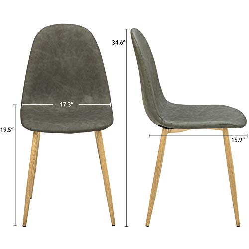 GreenForest Grey PU Leather Dining Chairs Set of 4, Modern Mid Century