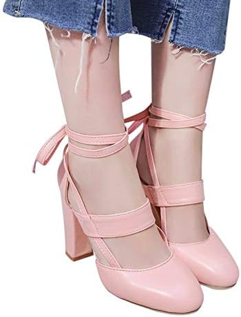 Women Lace up Pumps Ankle High Heel Stiletto Dress Shoes Summer Strappy Shoes Pumps by Lowprofile