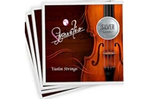 STRAVILIO Professional Grade Full Set of Violin Strings - Size 4/4 & 3/4 - G D A & E - Silver Label Steel Core with Nickel Chromium Wound - Warmest Sound, Flexible & Long Lasting.