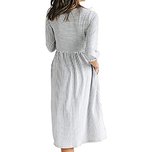 4 Stripped+Dresses+Half+Sleeved+Striped+Stitching