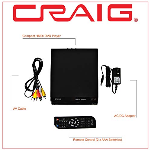 Craig Electronics CVD401A Compact HDMI DVD Player with Remote in Black