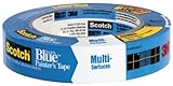3M Scotch-Blue 2090 Safe-Release Crepe Paper Multi-Surfaces Painters Masking Tape, 27 lbs/in Tensile Strength, 60 yds Length x 1