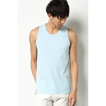 Amazon イッカ メンズ Ikka Tcリブタンクトップ スカイブルー L