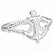 INBLUE Women's 925 Sterling Silver 13mm Ring CZ Silver Tone Rope Anchor Nautical