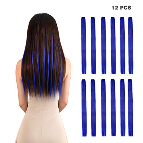 12 Pieces Party Highlights Clip In Colored Hair Extensions For