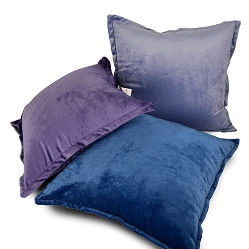 Edow Velvet Throw Pillows (Set of 2), Soft Fluffy Down Alternative Polyester Stuffing Decorative Pillows for Home Decor, Sofa, Couch, Bed, Office and Car. (Black, 18x18) - Thumbnail 4