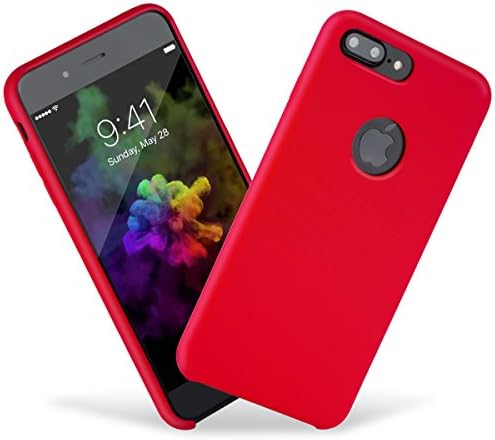 Epeolatry iPhone 7 Plus Case iPhone 8 Case Plus Liquid Silicone Rubber iPhone 7 plus with Provide Shock Resistance,Anti-slip, Soft Microfiber Cloth Cushion(5.5 inches) (Red)