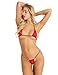 YiZYiF Women’s Sheer Extreme Bikini Halterneck Top and Tie Sides Micro Thong Sets Red