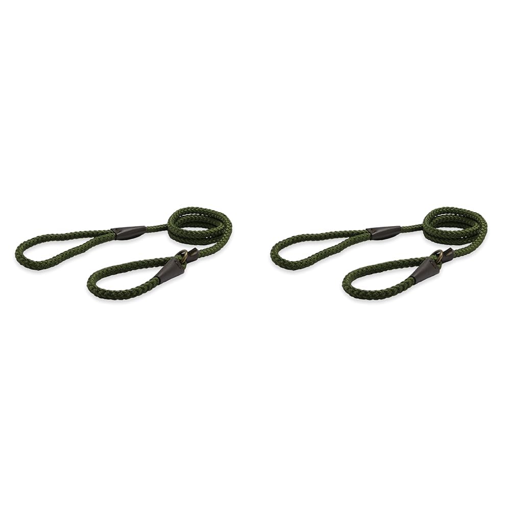 Ancol Heritage Nylon Rope Slip Lead Green 1.22m X10mm Sz 1-3 (Pack of 2)