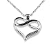 Silver Tone Infinity Crystal Accent Heart Black White Pendant Necklace Girlfriend Valentine Mother Day Jewelry