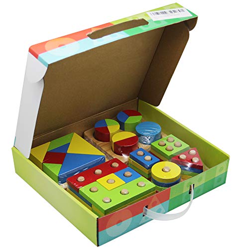 image for MorTime 4 in 1 Wooden Solid Geometry Educational Shape Color Sorting P