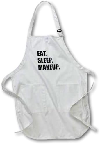 3dRose apr_180421_2 Eat Sleep Makeup Make-Up Artist Cosmetics Passion Black Text Gifts Medium Length Apron with Pouch Pockets, 22 by 24-Inch