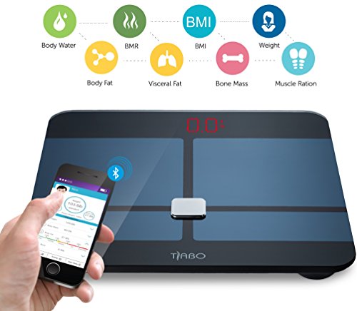 Bluetooth Body Fat Scale BMI -with App for iOS and Android Wireless Digital Bathroom Scale – Measures Body Weight, Body Water, Muscle Ratio, Body Fat, BMI, Bone Mass BMR & Visceral Fat - by Tiabo - Thumbnail 2