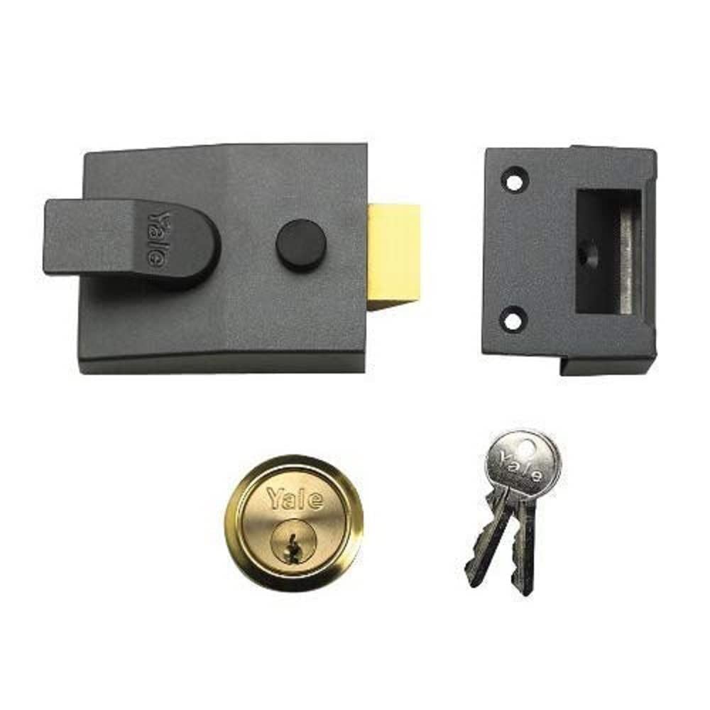 YALE YAL85DMGPB P-85-DMG-PB-40-Deadlocking Nightlatch Finish, High Security with Automatic Deadlock, Dark Metallic Gray, 40