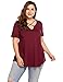 Zeagoo Womens Plus Size Tunic Tops Criss Cross V Neck Short Sleeve T Shirt Casual Tops Wine Red 3X