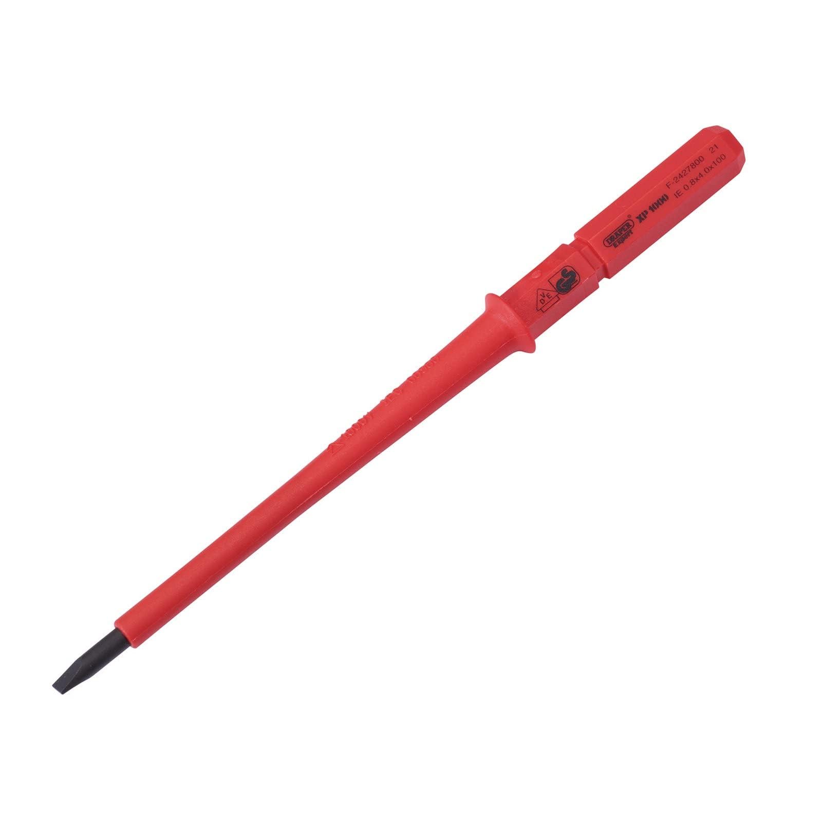 Draper XP1000 VDE Plain Slot Interchangeable Insulated Screwdriver Blade - 24738 - Precision Electrical Screw Driver Bit Tool