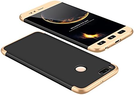 AddGuan Xiaomi Mi A1/5X Case,360°full body Protection Case, Three-in-one Ultra-thin PC Hard Shell Shock Protection Cover+Tempered Glass Screen Protector Suitable for Xiaomi Mi A1/5X (Gold Black)