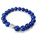 KONOV Natural Energy Stone Beads Gemstone Mens Womens Bracelet, 10mm Buddha Mala, Blue Silver