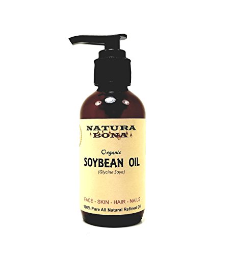 Pure Organic Soybean Oil for Face, Hair, Body and Nails. Cold Pressed ,100% Natural, No Additives. A Proven Natural Moisturizer. 4oz Amber Glass Pump Bottle