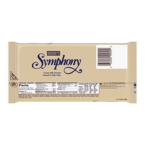 HERSHEY'S SYMPHONY Chocolate Candy Bars with Almonds and Toffee, 6.8