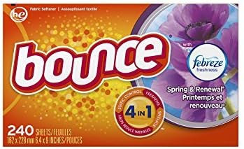 Bounce Fabric Softener and Dryer Sheets, Spring &amp; Renewal, 240 Count - Pack of 2