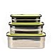 Bento Lunch Box Containers – Healthy Takeaway No More Leaks Airtight Vacuum Suction Lid BPA Free - Easy Clean in Dishwasher Strong Durable Stainless Steel - Set of 3