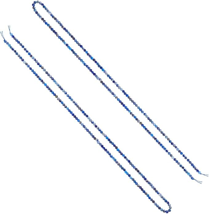Hobbspring 2mm Natural Lazuli Beads Strands Faceted Gemstone Beads About 356Pcs Blue Loose Beads Mini Gemstone Strands for Bracelet Necklace Earring Jewelry Making