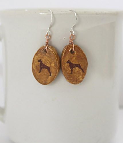Boxer Gifts Clay Earrings Dog Pottery Pet Jewelry Handmade Bead Pierced