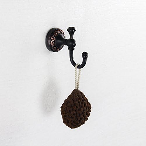 Retro Style Art Carved Wall Mount Brass Bathroom Double Robe Hooks with Concealed Screws Bedroom Cloth Hook Heavy Duty Bathroom Rack Rail Bath Ball Holder (Series 2-1)