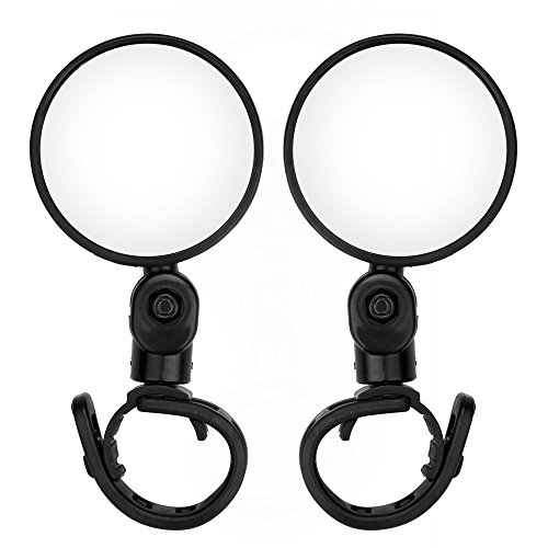 KingWo 2Pcs/Set Bike Mirrors,Adjustable Rotatable Handlebar Glass Mirror for Mountain Road Bike Cycling Bicycle