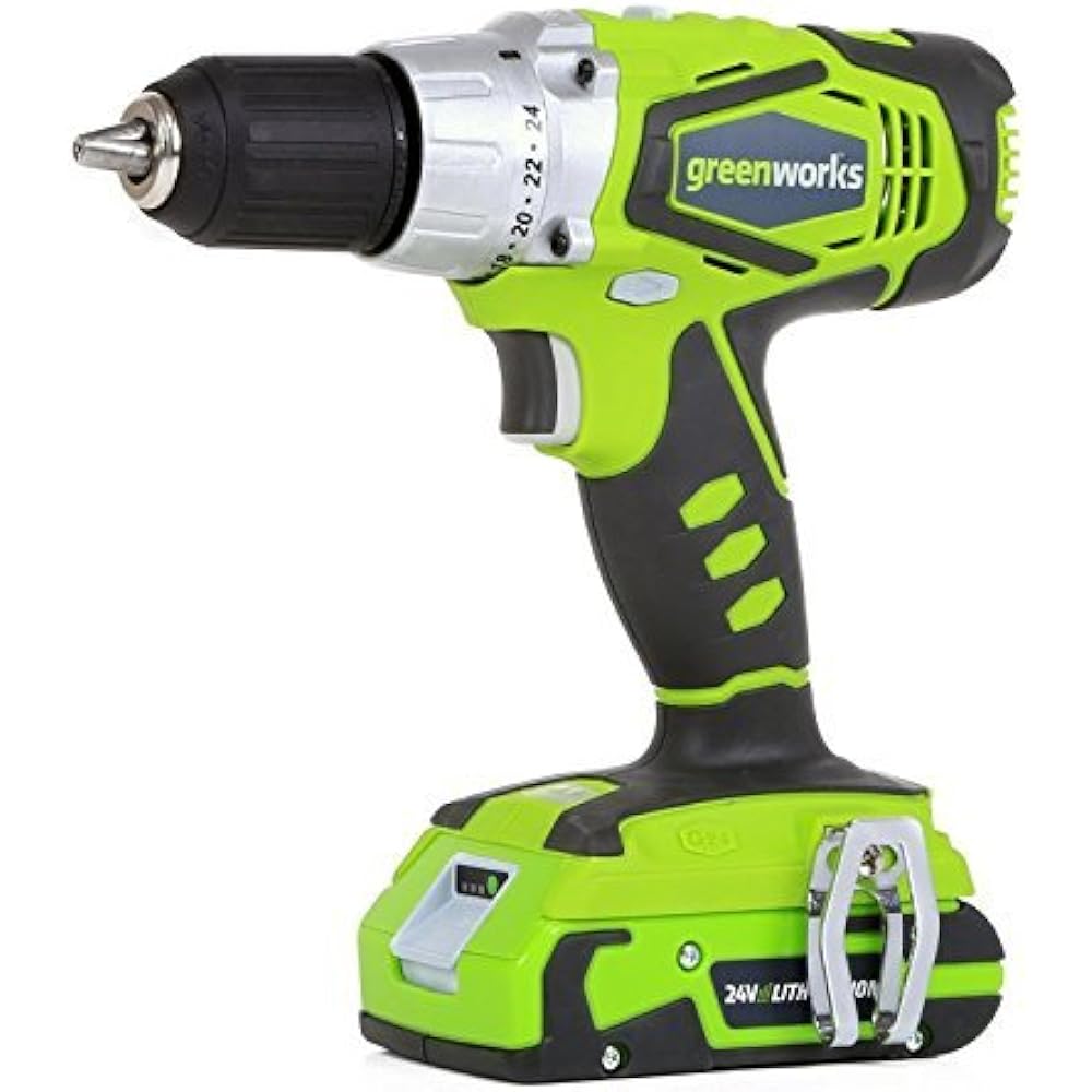 Greenworks Drill Drivers 24V 2Speed Cordless Compact Drill, Two 2.0 AH