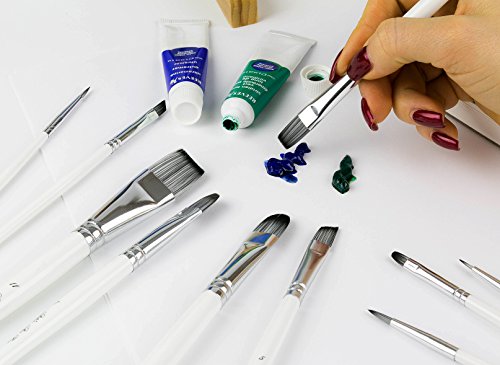 Art Paint Brushes Set for Acrylic Oil Watercolor, Artist Face and Body Professional Painting Kits with Synthetic Nylon Tips, 10 Pieces - White - Thumbnail 7