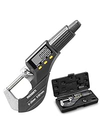 Micrómetro digital, herramienta de medición de espesor profesional de pulgadas métricas, calibre de resolución 0,00005" 0,001 mm, funda protectora con batería extra.