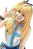 Anogol Hair Cap+Orange Wig for Girls Long Wavy Synthetic Cosplay Wig With 1 Ponytails