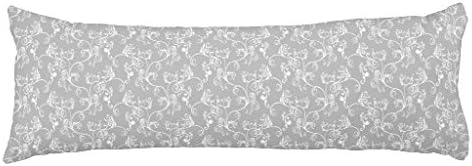 Soft Modern White Grey Damask Body Pillow Case 20 x 54 inch Cotton Pillow Cover