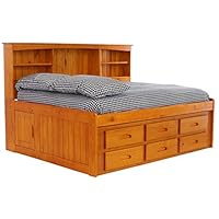 Discovery World Furniture Bookcase Daybed with 6 Drawers, Full, Honey