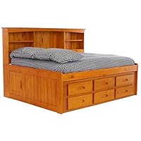 Discovery World Furniture Bookcase Daybed with 6 Drawers, Full, Honey