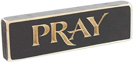 Heartwood Hollow 6" x 1.5" Inspirational Engraved Wood Block Sign (Pray)