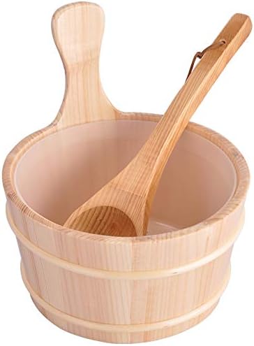 Zalati Wooden Bucket and Ladle Set 4L Sauna Water Barrel