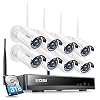 ZOSI 8CH 1080P Wireless Security Camera System with Hard Drive 3TB, H.265+ 8Channel 1080P CCTV NVR Recorder,8pcs 2MP…