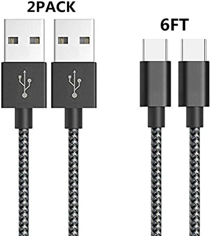 USB Type C Cable (2Pack), Nylon Braided USB C to USB A Sync & Charging Cable for Samsung Galaxy Note 8,S8,S8 Plus,S9,S9Plus,Apple New Macbook,LG G5/G6/V20,Nexus 5X/6P,Pixel XL.(Space Grey) (6FT)