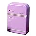 WHW Whole House Worlds Retro Refrigerator Cookie Tin, Pink, Raised Text, Silver Accents, Metal, Air Tight Lid, Food Safe, 9 3/4 H x 6 3/4 W x 2 3/4 D Inches