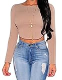 Allegrace Women Sexy Crop Top Shirts Lady Summer Tops Coffee S