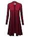LL WSK1048 Womens Solid Long Sleeve Open Front Long Cardigan L WINE